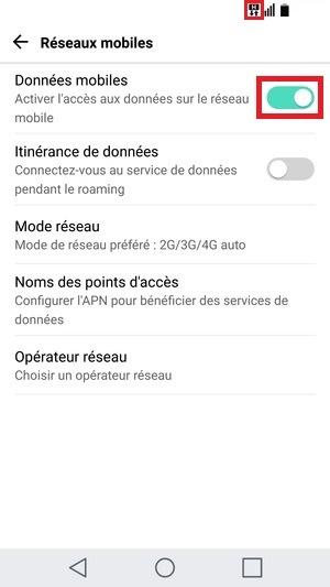 MMS LG G5-donnee-mobile-activer