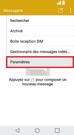 SMS LG G5-message-parametre