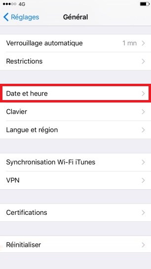 applications iPhone 6 6S Plus SE date et heure
