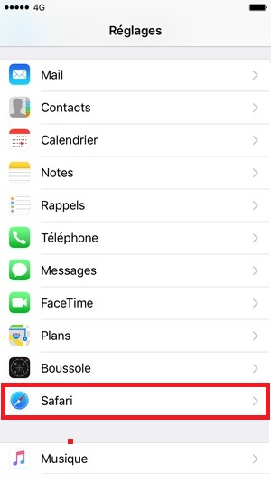 internet iPhone 6 6S plus SE safari réglage