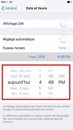 Applications iPhone 6 date et heure