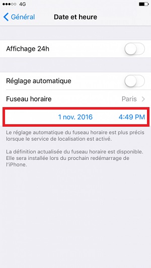 Applications iPhone 6 date et heure