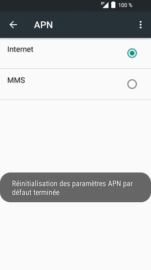 internet Alcatel android 6.0 réinitialisation APN