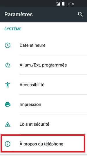 Mise à jour Alcatel android 6.0 a propos du téléphone