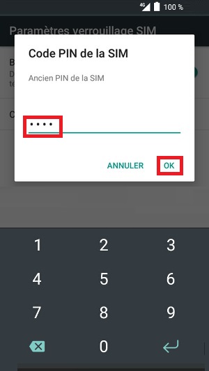 contact code pin ecran verrouillage Alcatel android 6.0 SIM