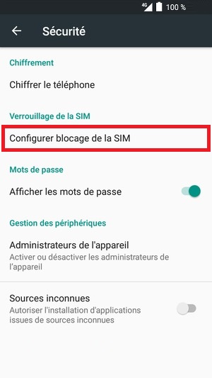 contact code pin ecran verrouillage Alcatel android 6.0 configurer SIM