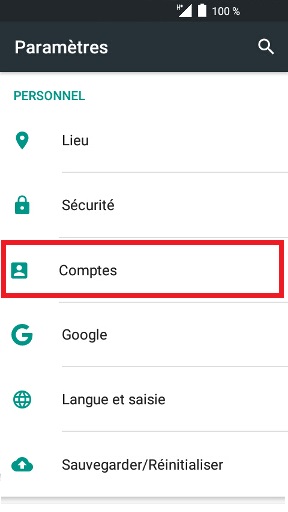 mail Alcatel android 6.0 compte