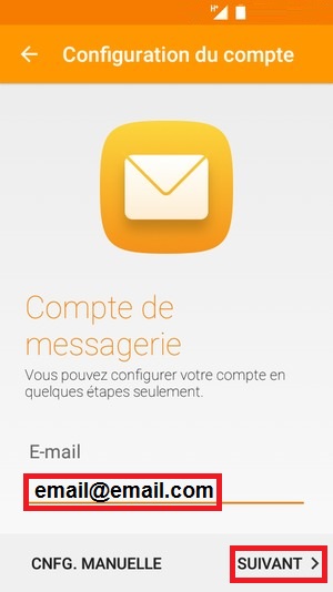 mail Alcatel android 6.0 compte email