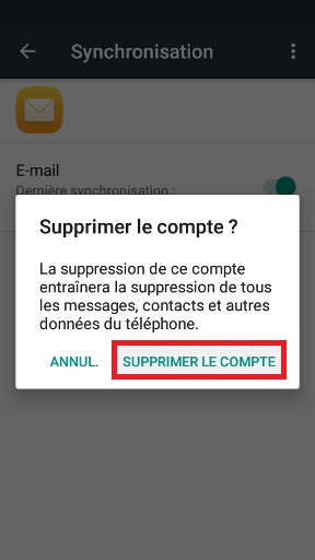 mail Alcatel android 6.0 supprimer le compte