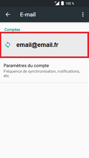 mail Alcatel android 6.0 adresse email selection