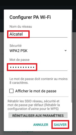 internet Alcatel android 6.0 partage mot de passe