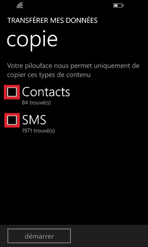 Transférer ses données Lumia contacts SMS
