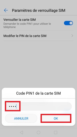 contact code pin ecran verrouillage Huawei (android 7.0) code pin