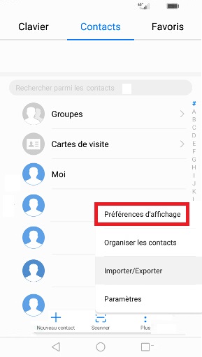 contact code pin ecran verrouillage Huawei (android 7.0) contact affichage