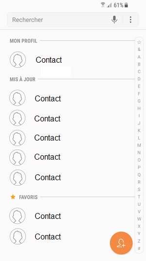 contact code pin ecran verrouillage Samsung (android 7.0) contacts