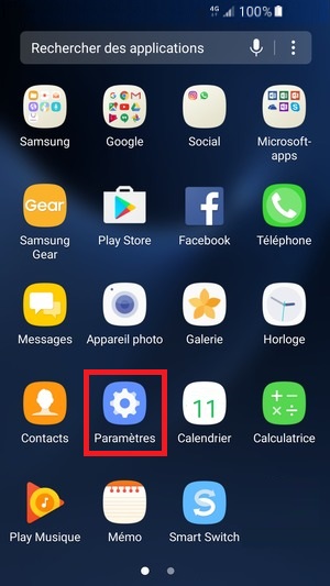 application Samsung android 7 nougat paramètres