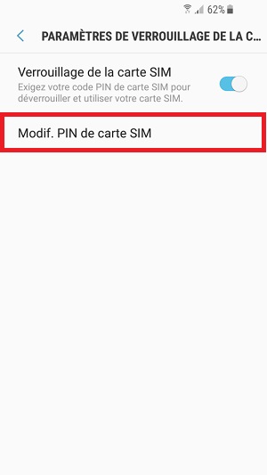contact code pin ecran verrouillage Samsung (android 7.0) pin carte SIM