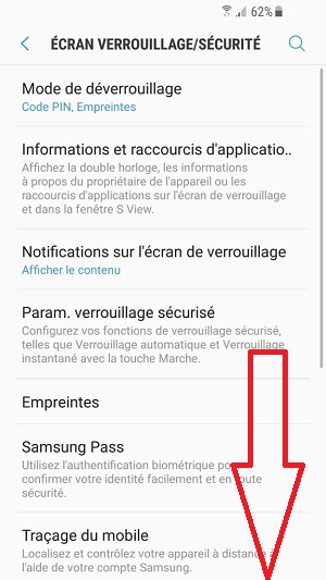 contact code pin ecran verrouillage Samsung (android 7.0)
