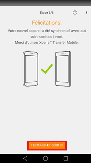 Xperia Transfer Mobile terminer