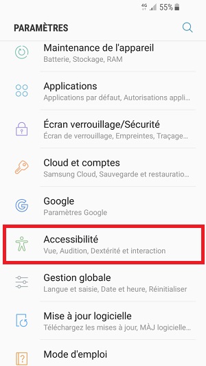 Personnaliser Samsung android 7.0 accessibilité