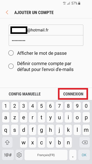 mail Samsung android 7 nougat connexion