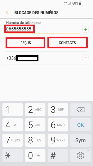 SMS Samsung android 7 nougat blocage des numéros
