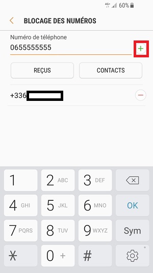 SMS Samsung android 7 nougat blocage des numéros