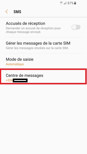 SMS Samsung android 7 centre de messages