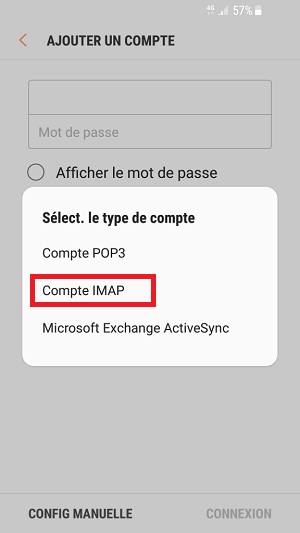 mail Samsung android 7 nougat compte IMAP