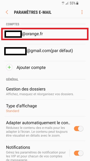 mail Samsung android 7 nougat compte email