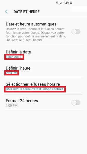 SMS Samsung android 7 messages date et heure