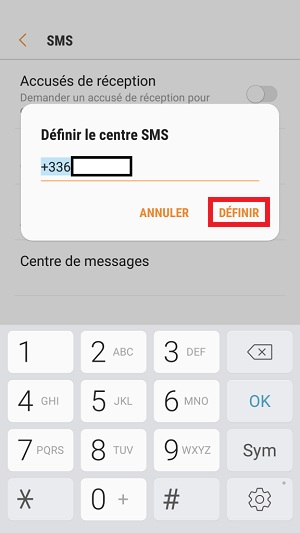 SMS Samsung android 7 centre SMS