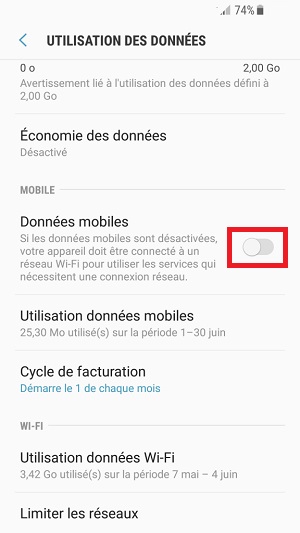 MMS Samsung android 7 données mobiles