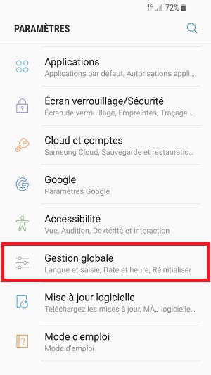 SMS Samsung android 7 gestion globale