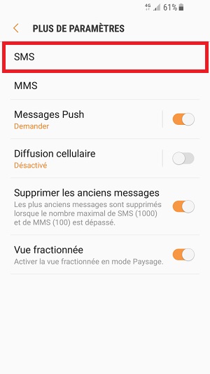 SMS Samsung android 7