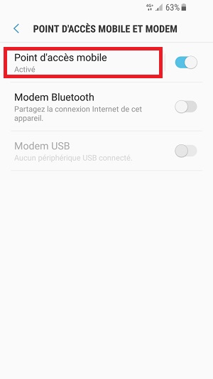 internet Samsung android 7 nougat config point accès mobile