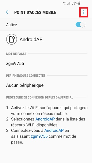 internet Samsung android 7 nougat point accès mobile 3 points