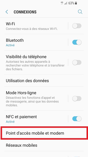 internet Samsung android 7 nougat point accès mobile