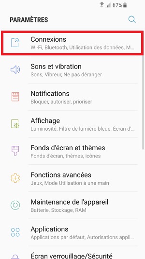 MMS Samsung android 7 connexions