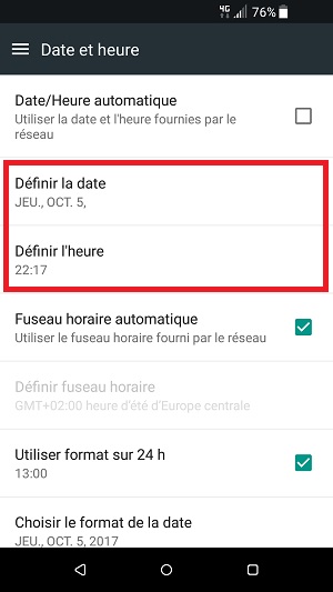SMS HTC android 7 date et heure