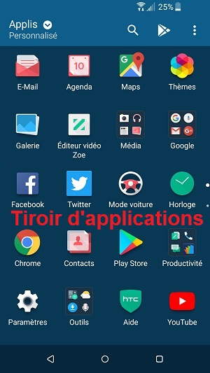 Personnaliser HTC android 7 applications