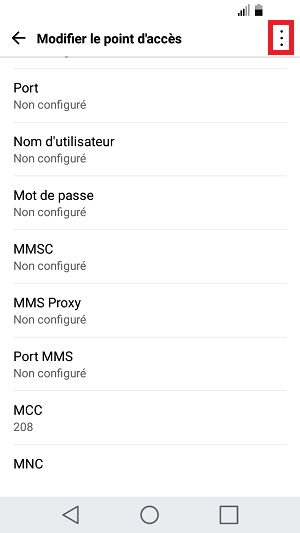 MMS LG android 7 point accès MMS