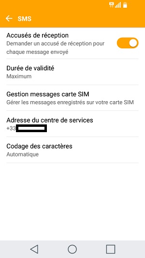 SMS LG android 7 accusés de réception