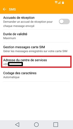 SMS LG android 7 centre de messagerie