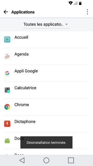 Applications LG android 7 desinstaller