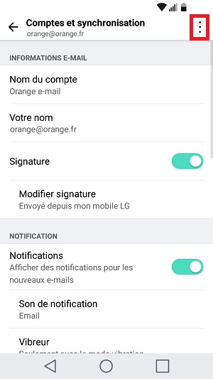 mail LG android 7 supprimer