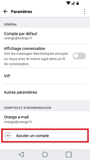 email LG android 7 2eme compte email