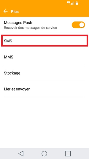 SMS LG android 7 centre de messagerie