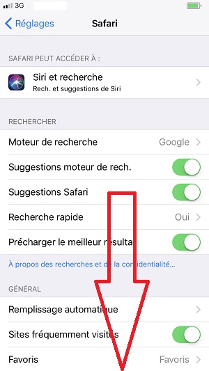 internet iPhone 8 vider le cache safari