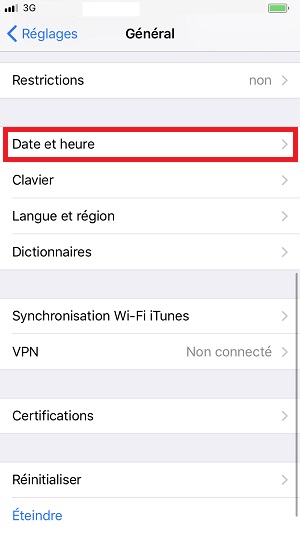 Applications iPhone 8 date et heure